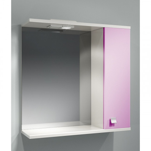 Шкаф зеркальный ДОМИНО 70 правый с/о (цвет розовый) (TIVOLI)