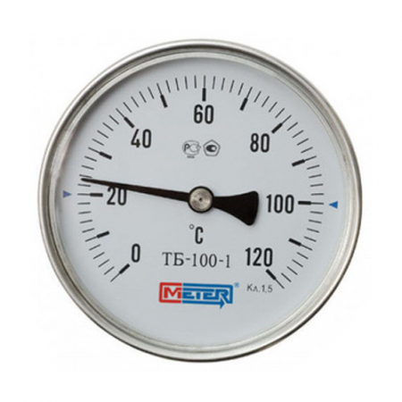 Термометр биметаллический осевой Дк100 L=40мм G1/2' 120С ТБ100 Метер в Казани