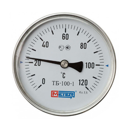 Термометр биметаллический осевой Дк100 L=40мм G1/2' 120С ТБ100 Метер