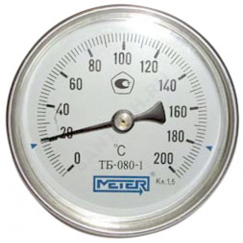Термометр биметаллический осевой Дк80 L=40мм G1/2' 200С ТБ80 Метер