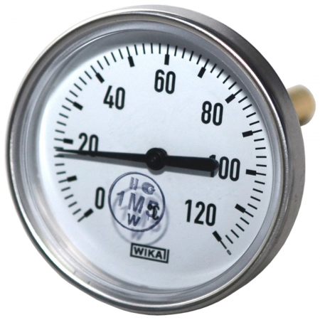 Термометр биметаллический осевой Дк100 L=40мм G1/2' 120С А5002 Wika 3906647 (36523040) в Москве