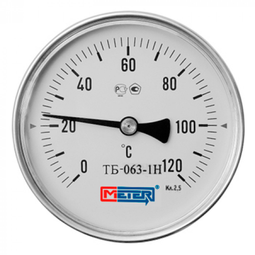 Термометр биметаллический осевой Дк100 L=160мм G1/2' 120С ТБ100 Метер