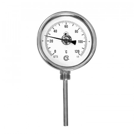 Термометр биметаллический D100 L100мм/лат.0+120гр.радиал. в Казани