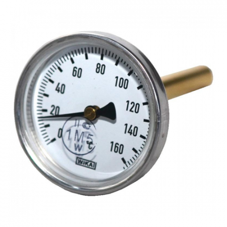 Термометр биметаллический осевой Дк100 L=40мм G1/2' 160С А50.10 Wika 36657394 в Санкт-Петербурге