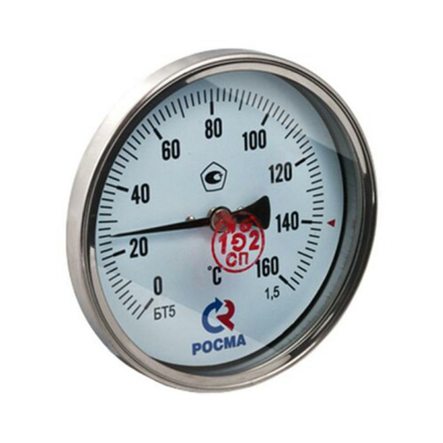 Термометр биметаллический осевой Дк100 L=100мм G1/2' 160С ТБ100 Метер