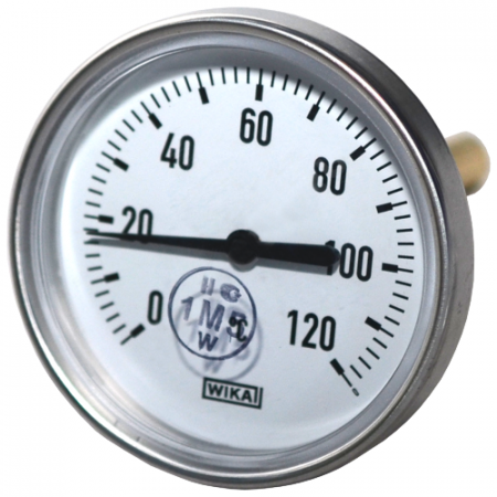 Термометр биметаллический осевой Дк100 L=60мм G1/2' 120С А5002 Wika 3901904 (36523041) в Санкт-Петербурге
