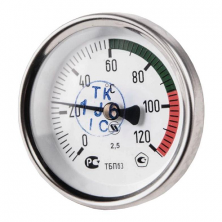 Термометр биметаллический осевой Дк63 L=100мм G1/2' 120С ТБП-Т НПО ЮМАС в Москве