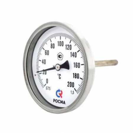 Термометр биметаллический осевой Дк100 L=150мм G1/2' 200С БТ-51.211 Росма 00000002561 в Иркутске