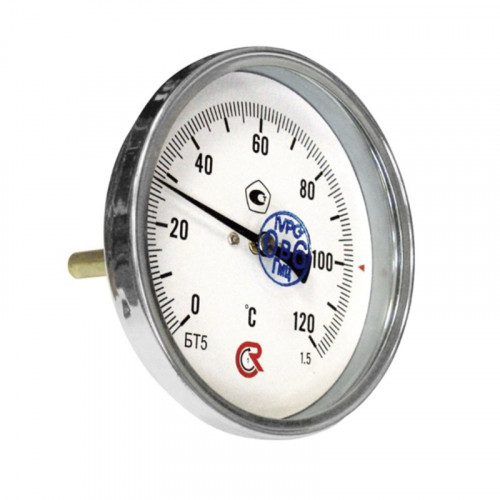 Термометр биметаллический D100 L 50мм/лат.0+120гр.осевой