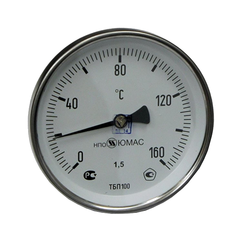 Термометр биметаллический осевой Дк100 L=50мм G1/2' 160С ТБП-Т НПО ЮМАС
