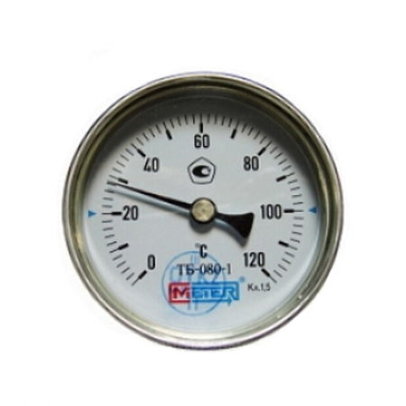 Термометр биметаллический осевой Дк63 L=80мм G1/2' 120С ТБ63 Метер в Казани