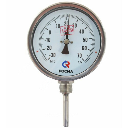 Термометр биметаллический радиальный Дк100 L=64мм G1/2' -30+70С БТ-52.211 Росма 00000002624