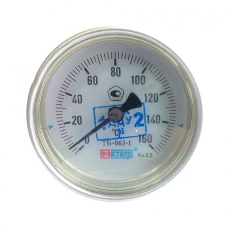 Термометр биметаллический осевой Дк63 L=40мм G1/2' 160С ТБ63 Метер в Москве