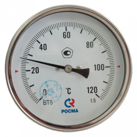 Термометр биметаллический осевой Дк100 L=100мм G1/2' 250С БТ-51.211 Росма 00000002565 в Иркутске