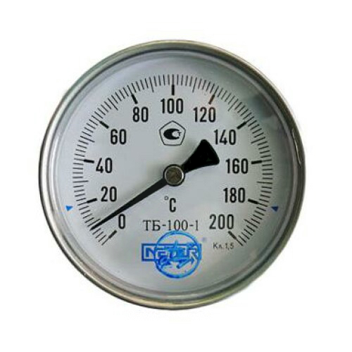 Термометр биметаллический осевой Дк100 L=100мм G1/2' 200С ТБ100 Метер