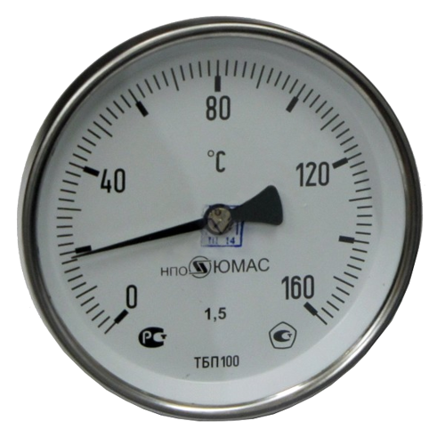 Термометр биметаллический осевой Дк63 L=50мм G1/2' 160С ТБП-Т НПО ЮМАС
