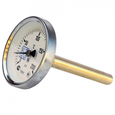 Термометр биметаллический осевой Дк100 L=100мм G1/2' 200С ТБП-Т НПО ЮМАС в Казани