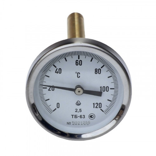 Термометр биметаллический D 63 L100мм/лат.0+120гр.осевой