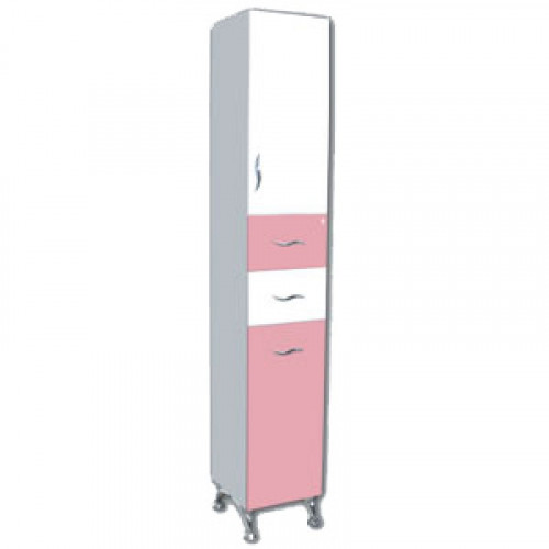 Шкаф-колонна с корзиной БРИЗ БШП 2 розовая (ЮВЕНТА)