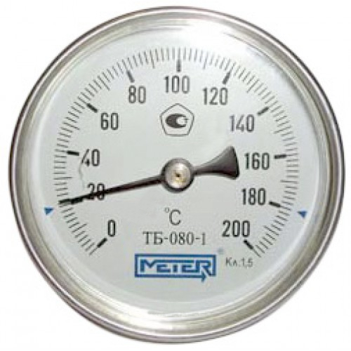 Термометр биметаллический осевой Дк80 L=60мм G1/2' 200С ТБ80 Метер