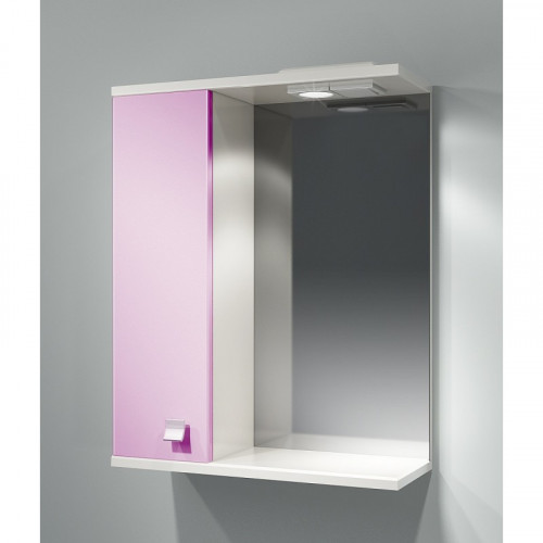 Шкаф зеркальный ДОМИНО 55 правый с/о (цвет розовый) (TIVOLI)